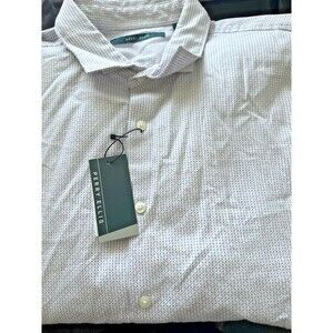 Perry Ellis Men's 100% Cotton short sleeves shirt woven lavender fog Size XL
